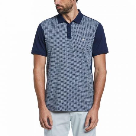 Mens Polos | Original Penguin Jacquard Front Polo Shirt In Dress Blues