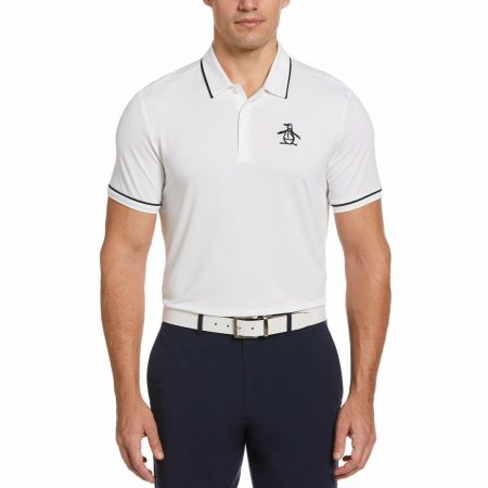 Mens Polos | Original Penguin Pete Tipped Golf Polo Shirt In Bright White